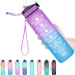 1 Liter Frosted Water Bottles Purple And Blue