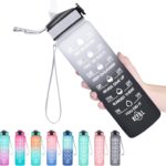 1 Liter Frosted Water Bottles Black