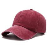 Washed Denim Caps Maroon