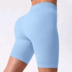Women’s Stretchy Gym Shorts Yoga Pants Light Blue