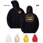 OWN LOGO HLY HOODIE 300GSM SINGLE OR BULK Front: Pocket Size, Back A4