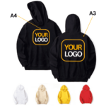 OWN LOGO HLY HOODIE 300GSM SINGLE OR BULK Front: A5, Back A2