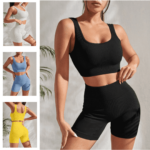 Plain Women’s Stretchy Gym Sets Yoga Two Pieces