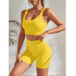 Plain Women’s Stretchy Gym Sets Yoga Yellow