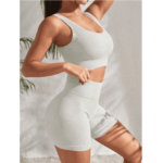 Plain Women’s Stretchy Gym Sets Yoga White