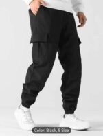 Cargo Pants 6 Pockets Plain Black Beige Grey - Image 10