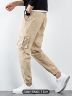 Cargo Pants 6 Pockets Plain Black Beige Grey - Image 2