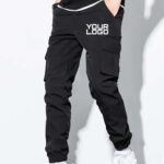 Cargo Pants 6 Pockets Plain Black Beige Grey