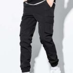 Cargo Pants 6 Pockets Plain Black Beige Grey - Image 5