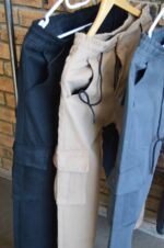 Cargo Pants 6 Pockets Plain Black Beige Grey - Image 12