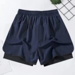 Own Logo Exercise Gym Shorts With Black Tights Pocket Size Print - Image 4