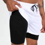 Own Logo Black Men's Exercise Gym Shorts With Black Tights - Image 4