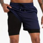 Own Logo Black Men's Exercise Gym Shorts With Black Tights - Image 9