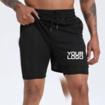 Own Logo Black Men's Exercise Gym Shorts With Black Tights