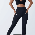 Black High Waist Slimming Yoga Pants With Phone Pocket - Image 9