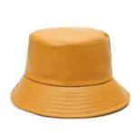 Own logo Faux Leather bucket hats with Black strap