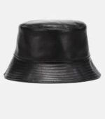 Own logo Faux Leather bucket hats with Black strap - Image 2