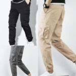Cargo Pants 6 Pockets Plain Black Beige Grey
