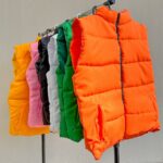 Sleeveless Puffer Jacket Plain Orange