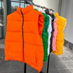 Sleeveless Puffer Jacket Plain Green - Image 6