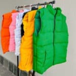 Sleeveless Puffer Jacket Plain Green - Image 4