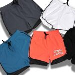 Own Logo Exercise Gym Shorts With Black Tights Pocket Size Print