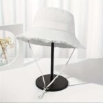 Denim Drawstring Frayed Bucket Hat - Image 6
