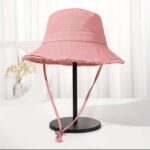 Denim Drawstring Frayed Bucket Hat - Image 3