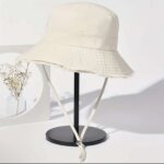 Denim Drawstring Frayed Bucket Hat - Image 8