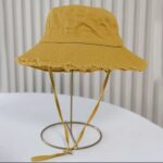 Denim Drawstring Frayed Bucket Hat - Image 10