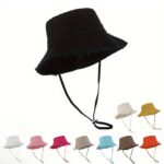 Denim Drawstring Frayed Bucket Hat - Image 12