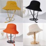 Denim Drawstring Frayed Bucket Hat